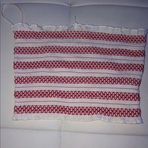 red and white tube top